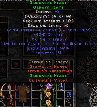 Griswold's heart > Shaftstop for merc armor? - Diablo 2 LOD Single Player  1.13 no mods - More info in comments. : r/diablo2