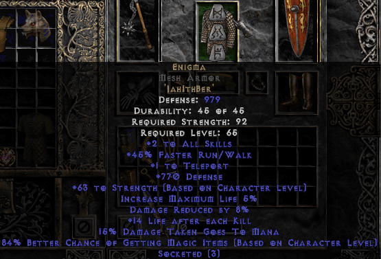 Enigma Armor Rune Word Diablo 2