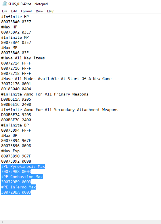 Gameshark Cheat Codes