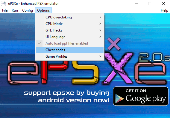 Usando códigos de Game Shark no Emulador ePSXe para Android 